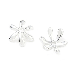 Серебро Латунной шариковой крышкой, долговечный, стойки покрытие, без свинца и без кадмия, цветок, серебряные, 10x12x3.5 мм, отверстие : 1.2 мм