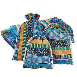 Colorful 20Pcs 3 Styles National Style Cloth Storage Bag, Drawstring Bag, Rectangle, for Candy Gift Bags, Colorful, 13.7~20x10~14.7x0.45cm, Bag: 20pcs/bag
