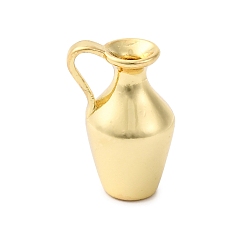 Настоящее золото 18K Латунные подвески, подвески для винных горшков, стойки покрытие, долговечный, без кадмия и без свинца, реальный 18 k позолоченный, 17.5x11x9.5 мм, отверстие : 5.5x3.5 мм