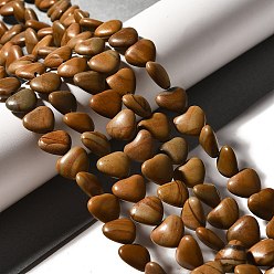 Деревянный Кружевный Камень Натуральное дерево каменным кружевом бисер нитей, сердце, 10.5x10.5~11.5x4.5~5 мм, отверстие : 0.7~1 мм, около 38~40 шт / нитка, 36.8~42.6 см