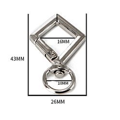Rhombus Цинковые поворотные застежки, для изготовления пакетов, ромб, 43x26x4 мм, отверстия : 10 mm и 16 мм