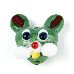 Морско-зеленый Бусины лэмпворк , мышь, цвета морской волны, 19~21x19~21x11~13 мм, отверстие : 1.8 мм