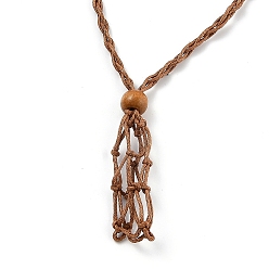 Saddle Brown Necklace Makings, with Wax Cord and Wood Beads, Saddle Brown, 28-3/8 inch(72~80cm)