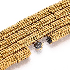 с Золотистым Покрытием Гальванические нити из синтетических немагнитных гематитовых бусин, вакуумное покрытие pvd, цветок, с золотым покрытием, 3.9x3.9x1 мм, отверстие : 1 мм, около 422~426 шт / нитка, 15.67~16.38'' (39.8~41.6 см)