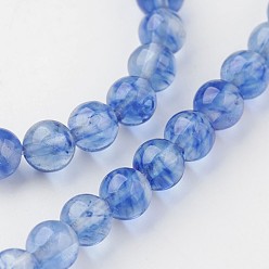 Cornflower Blue Watermelon Stone Glass Beads Strands, Round, Cornflower Blue, 6mm, Hole: 1mm, about 60~61pcs/strand, 15.3 inch(390mm)