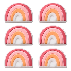 Бледно-фиолетовый Красный 6экологически чистые силиконовые шарики для пищевых продуктов, в форме радуги, бледно-фиолетовый красный, 18x25x9 мм, отверстие : 2 мм