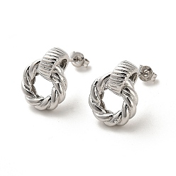 Платина Серьги-гвоздики из латуни с покрытием для пончиков, без кадмия и без свинца, платина, 17.5x14 мм