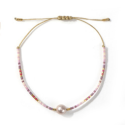 (52) Непрозрачная лаванда Стеклянные бусины плетеные браслеты из бисера для женщин, с жемчугом из раковины , разноцветные