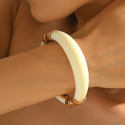 Бежевый Браслеты из сплава и смолы для женщин, золотые, бежевые, внутренний диаметр: 2.17 дюйм (5.5 см)