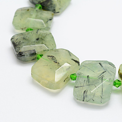 Prehnite Natural Prehnite Beads Strands, Faceted, Rectangle, 21~25x16~20x8~10mm, Hole: 1.5mm, about 19pcs/strand, 14.9 inch(38cm)