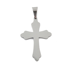 Нержавеющая Сталь Цвет 304 подвески из нержавеющей стали, крест очарование, анти-тускнение, цвет нержавеющей стали, 39x26.5x2.5 мм, отверстие : 5.5x8 мм