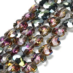 Коричневый Стеклянные бусины с гальваническим покрытием , утка, граненые, кофе, 9x10x5 мм, отверстие : 0.9 мм, около 50 шт / нитка, 17.72'' (45 см)