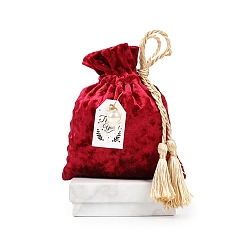 Красный Бархатные сумки для хранения, мешочки на шнурке, упаковочный пакет с пластиковым жемчугом, прямоугольные, красные, 18x13 см