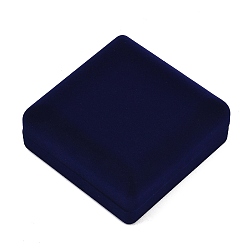 Midnight Blue Velvet Coin Storage Boxes, Gift Boxes, Square, Midnight Blue, 9x9x3.85cm, Inner Diameter: 5.8cm
