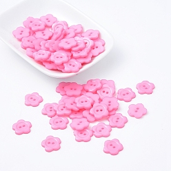 Pink Acrylic Sewing Buttons for Costume Design, Plastic Buttons, 2-Hole, Dyed, Flower Wintersweet, Pink, 16x2mm, Hole: 1mm