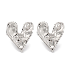 Нержавеющая Сталь Цвет Не тускнеющие серьги-гвоздики в форме сердца из нержавеющей стали, цвет нержавеющей стали, 304 мм