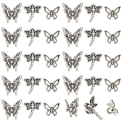 Античное Серебро 120 шт 3 стиль бусины-распорки сплава тибетского стиля, Бабочка и стрекоза, античное серебро, 9.5~14x11.5~15x5~6.5 мм, отверстие : 1.8~2 мм, 40 шт / стиль