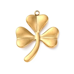 Клевер 304 подвески из нержавеющей стали, ионное покрытие (ip), золотые, клевер, 25x19x3 мм, отверстие : 1.4 мм