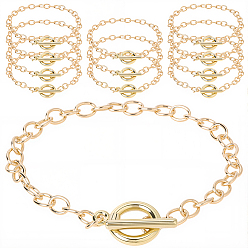 Золотой 12шт. браслеты-цепочки из сплава для женщин и мужчин, золотые, 7-1/2 дюйм (19 см)