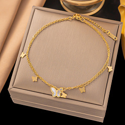 Бабочка Браслеты из сплава нержавеющей стали с подвесками, украшения для женщин, золотые, бабочка, 8-1/4 дюйм (210 мм)