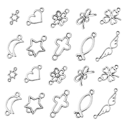 Античное Серебро 100шт 10 стили подвески из сплава в тибетском стиле, полые звенья, ангел и крест и сердце и бантик, разнообразные, античное серебро, 8~21x7~30.5x1~2 мм, отверстие : 0.9 мм, 10 шт / стиль