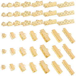 Plaqué 18K Or Véritable Embouts ruban de cuivre, plaqué longue durée, rectangle, réel 18 k plaqué or, 7~8x6~25mm, Trou: 1x2.5mm, 10 pcs / style