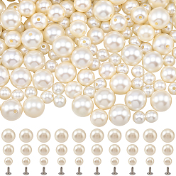 Белый 300Шпильки с заклепками из АБС-пластика с имитацией жемчуга, круглые, с железной фурнитурой, белые, 6~10 мм