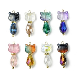 (52) Непрозрачная лаванда 8 шт. Подвески из гальванического стекла, кошка, с золотыми 304 штифтами из нержавеющей стали с плоской головкой, разноцветные, 35x14x10 мм, отверстие : 2.5x3 мм, 8 шт / комплект