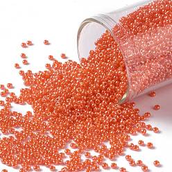 (129) Opaque Luster Pumpkin TOHO Round Seed Beads, Japanese Seed Beads, (129) Opaque Luster Pumpkin, 15/0, 1.5mm, Hole: 0.7mm, about 3000pcs/bottle, 10g/bottle
