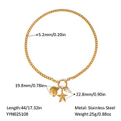 Морская звезда Европейские океанские подвески из нержавеющей стали с жемчугом, для пляжного отдыха, реальный 18 k позолоченный, морская звезда, 17.32 дюйм (44 см)