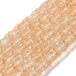 Light Salmon Transparent Crackle Glass Beads Strands, Bamboo Joint, Light Salmon, 8x10.5mm, Hole: 1.7mm, about 38pcs/strand, 15.35''(39cm)