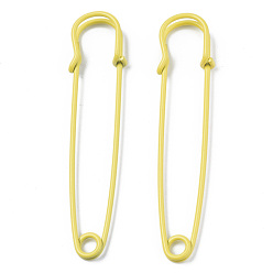 Желтый Окрашенного распылением булавки железа, для броши делает, килт иглы, желтые, 75x17x6 мм, отверстие : 4.5 мм, штифты : 1.5 мм