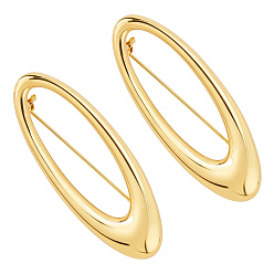 Golden 2Pcs Oval Alloy Brooched for Backpack Clothes, Golden, 21x53mm