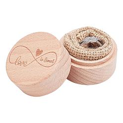 BurlyWood Wooden Ring Boxes, Column with Word Love is Sweet, BurlyWood, 5x4cm