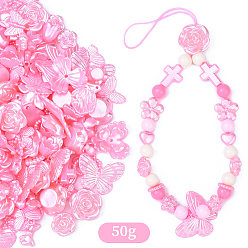 Pink 50г акриловые перламутровые блестящие бусины, разнообразные, розовые, 11.5~25x8~25x2~6 мм, отверстие : 1~2 мм