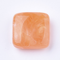 Оранжевый Акриловые бусины, имитация драгоценных камней, квадратный, оранжевые, 20x20x8.5 мм, Отверстие : 1.5 мм , около 160 шт / 500 г