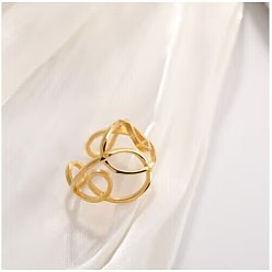 Настоящее золото 18K 304 открытые манжеты из нержавеющей стали для женщин, неправильная геометрия, реальный 18 k позолоченный, 16.5 мм, внутренний диаметр: регулируемый