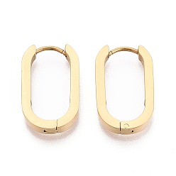 Настоящее золото 18K Серьги из 304 нержавеющей стали, овальные, ионное покрытие (ip), реальный 18 k позолоченный, 21x12.5x3 мм