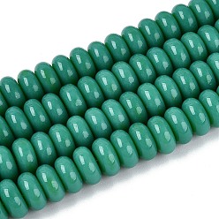 Кадет Синий Непрозрачное стекло бисер нитей, рондель, кадетский синий, 10x4.5~5 мм, отверстие : 0.7~0.9 мм, около 75~80 шт / нитка, 14.37~15.55 дюйм (36.5~39.5 см)