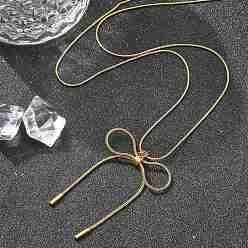 Настоящее золото 18K Вакуумное покрытие pvd 304 подвеска-бантик из нержавеющей стали, круглые ожерелья в виде змеи для женщин, реальный 18 k позолоченный, 17.91 дюйм (45.5 см)