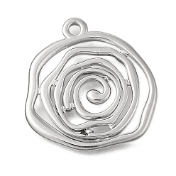 Нержавеющая Сталь Цвет Антикоррозийные 304 подвески из нержавеющей стали, вихревой плоский круглый брелок, цвет нержавеющей стали, 23x22.5x1.5 мм, отверстие : 1.8 мм