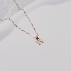 Letter H Ожерелья с подвесками из сплава и белой эмали, золотые, Письмо ч, 17.72 дюйм (45 см)