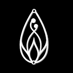 Нержавеющая Сталь Цвет Устойчивы к потускнению 201 соединительные элементы из нержавеющей стали, лазерная резка, слеза, цвет нержавеющей стали, 40x22x1 мм, отверстие : 1.5 мм