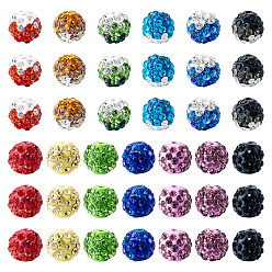 (52) Непрозрачная лаванда 52шт 13 цветные бусины из полимерной глины со стразами, pave disco бусины, круглые, разноцветные, 9~10 мм, отверстие : 1.6~1.8 мм, 4 шт / цвет