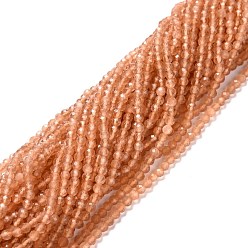 Сэнди Коричневый Кошачие глаза, круглые, граненые, песчаный коричневый, 3 мм, отверстие : 0.2 мм, 14.17 дюйм (36 см), 122 шт / нитка