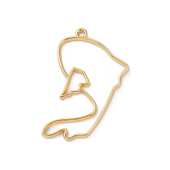 Pisces Zinc Alloy Open Back Bezel Pendants, For DIY UV Resin, Epoxy Resin, Pressed Flower Jewelry, Twelve Constellations, Golden, Pisces, 52x31x2.5mm, Hole: 2mm