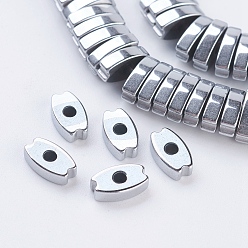 Platinum Plated PVD Vacuum Plating Electroplate Non-magnetic Synthetic Hematite Beads Strands, Grade A, Oval, Platinum Plated, 7.5x4x2mm, Hole: 1mm, about 200pcs/strand, 15.9 inch(40.5cm)