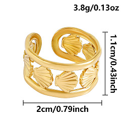 Золотой 304 открытые кольца манжеты из нержавеющей стали, формы раковины, золотые, 11 мм, внутренний диаметр: 20 мм