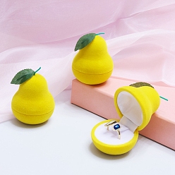 Yellow Pear Velvet Storage Box for Women, Portable Rings Case, Yellow, 4.5x5.5cm