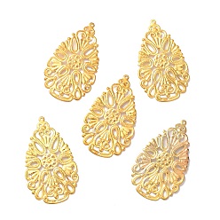 Золотой Железные звенья, гравированные металлические украшения, лист, золотые, 48x27.5x1 мм, отверстие : 1.2 мм